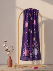 Royal Purple Hand-Painted Medium Silk Dupatta