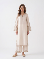 Milky White Sheesha Silk Dress