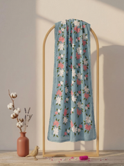 Sky Blue Hand-Painted Floral Chiffon Georgette Dupatta