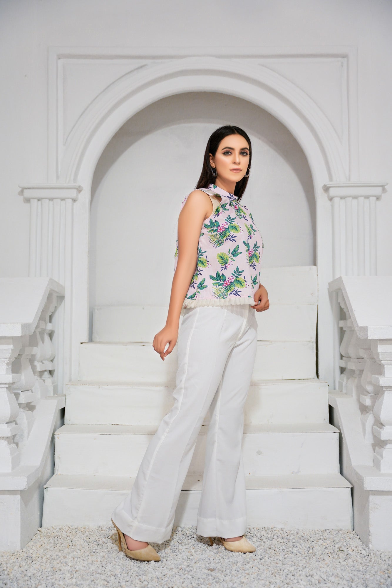 Printed Sleeveless Crop Top