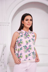 Printed Sleeveless Crop Top